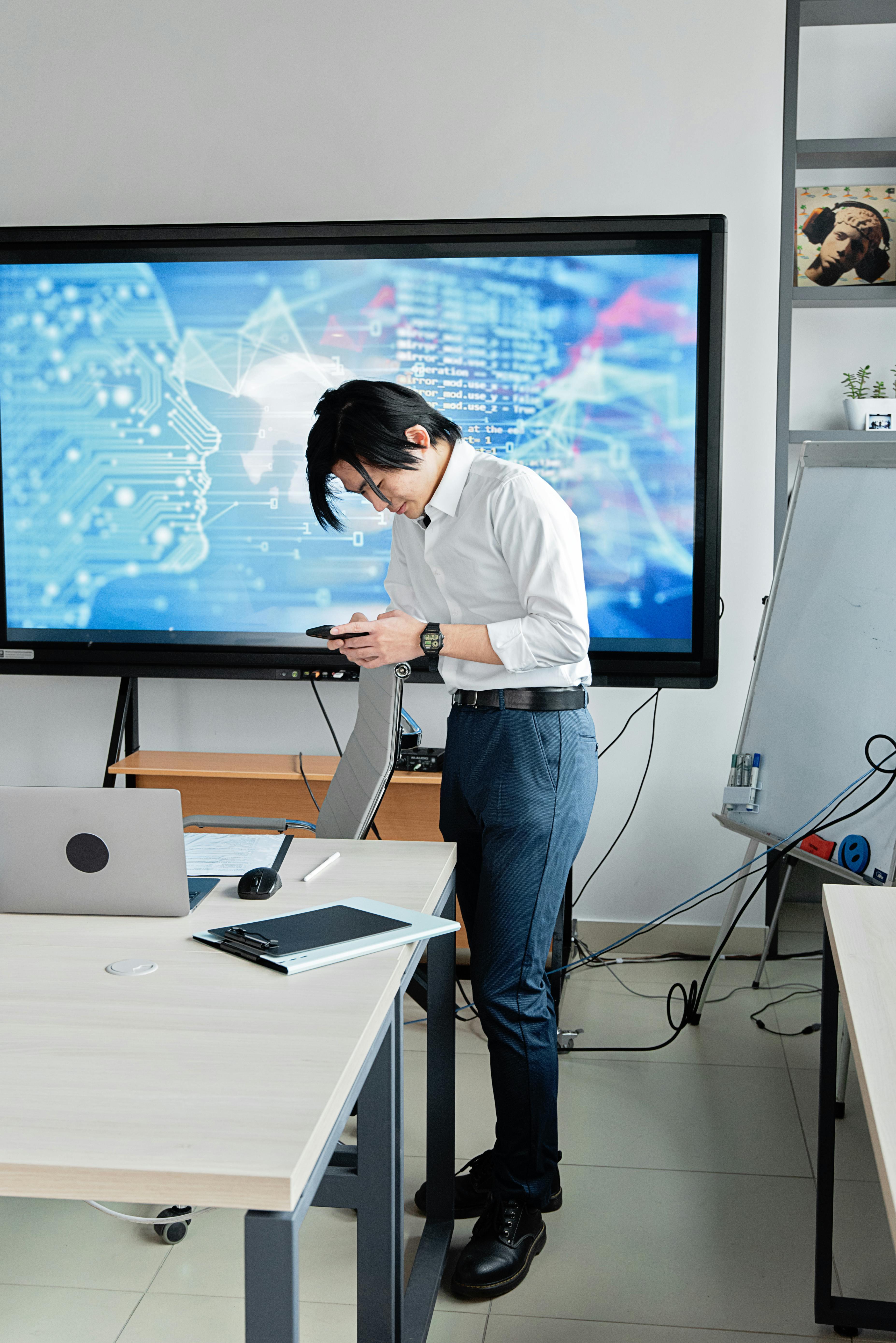Professional working with artificial intelligence technology