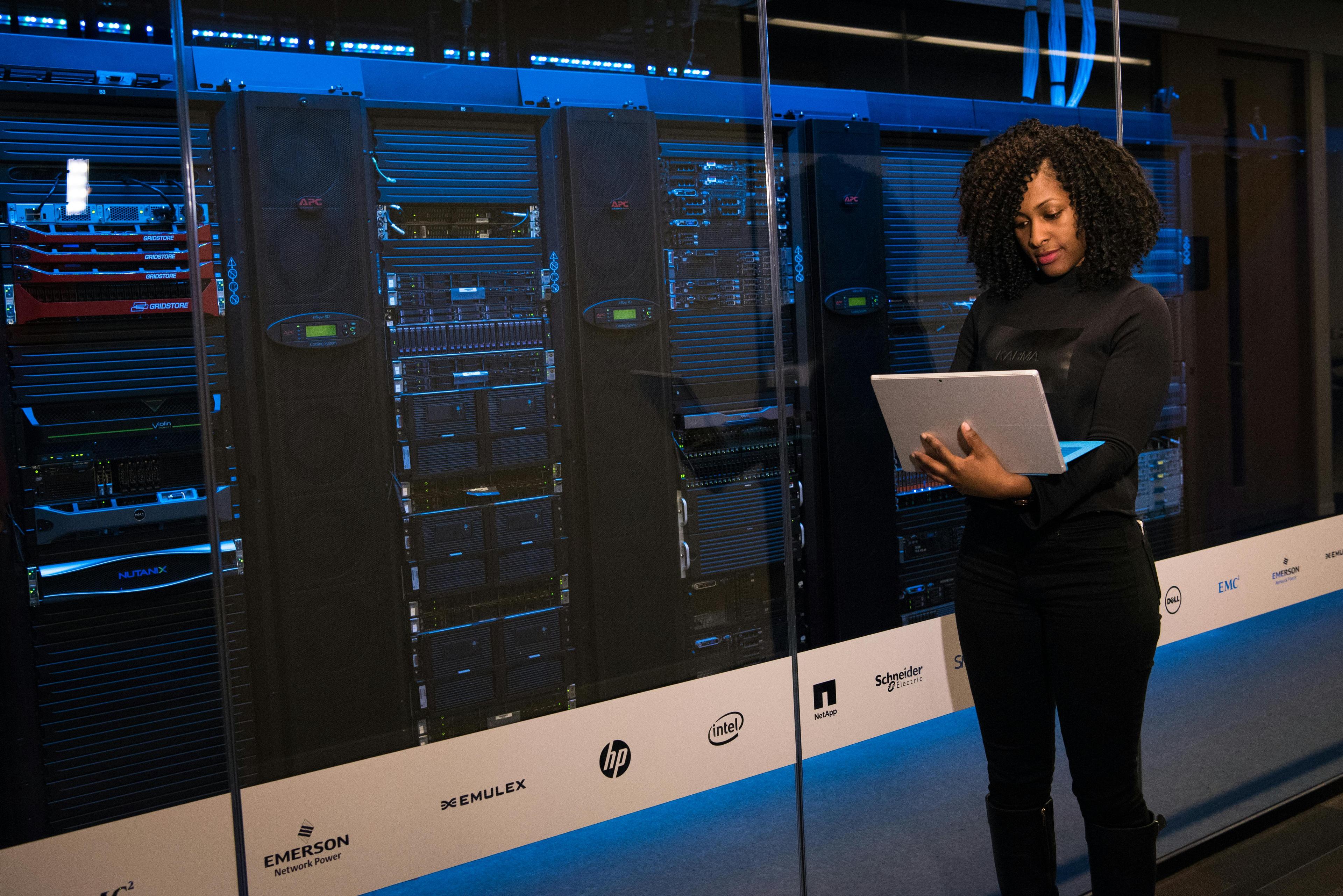 Professional working with cloud infrastructure and servers